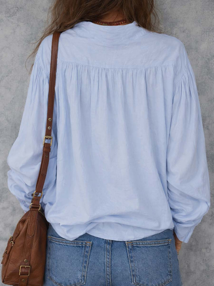 Cotton Ruffle Cuffs Blouse