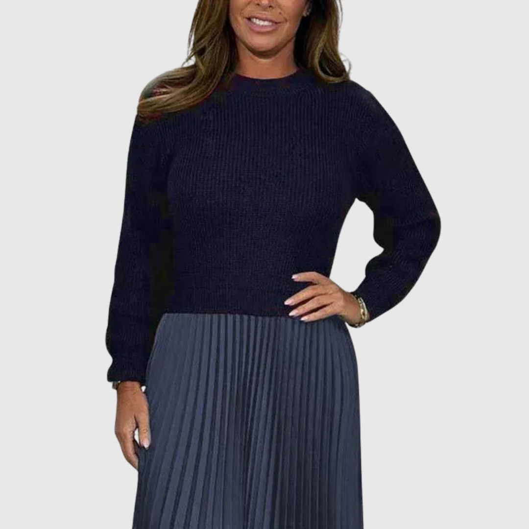 ALARICE | MAXI DRESS WITH SWEATER &amp; PLEATED SKIRT