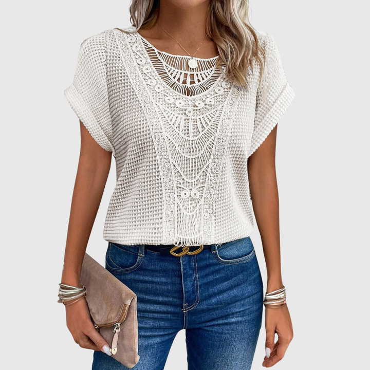 LUCINDA | LACE SHORT SLEEVE TOP