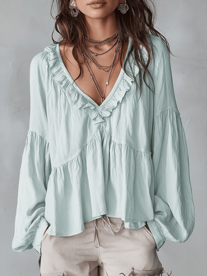 Airy Vintage-Inspired Ruffle Bohemian Blouse