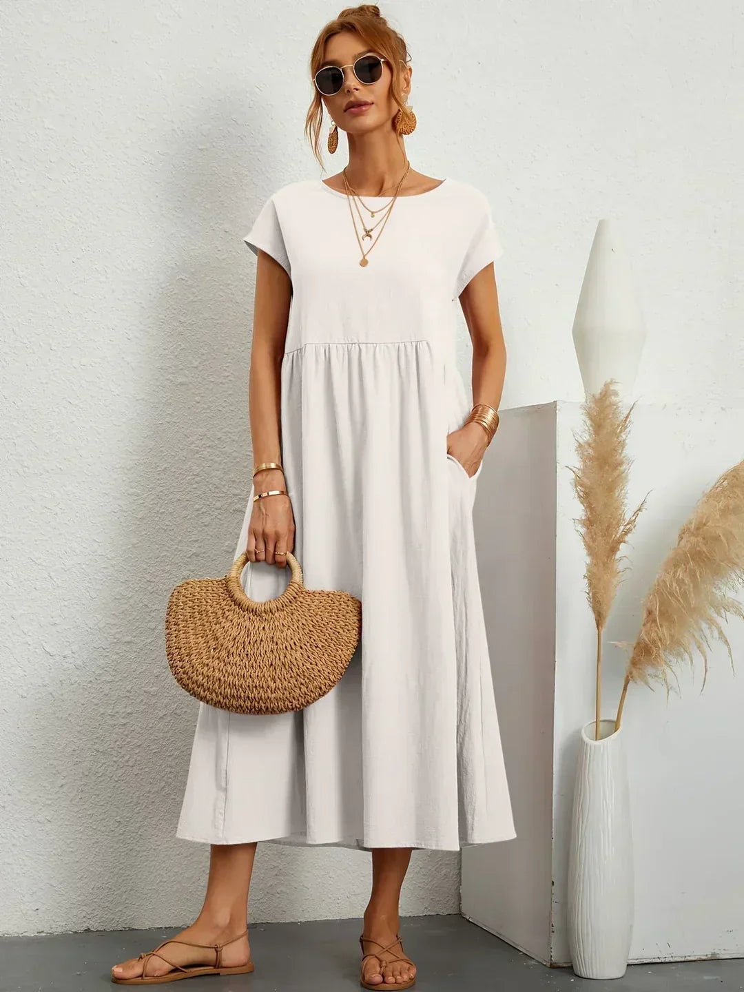Gabrielle™ — Flowing Midi Dress with Timeless Elegance