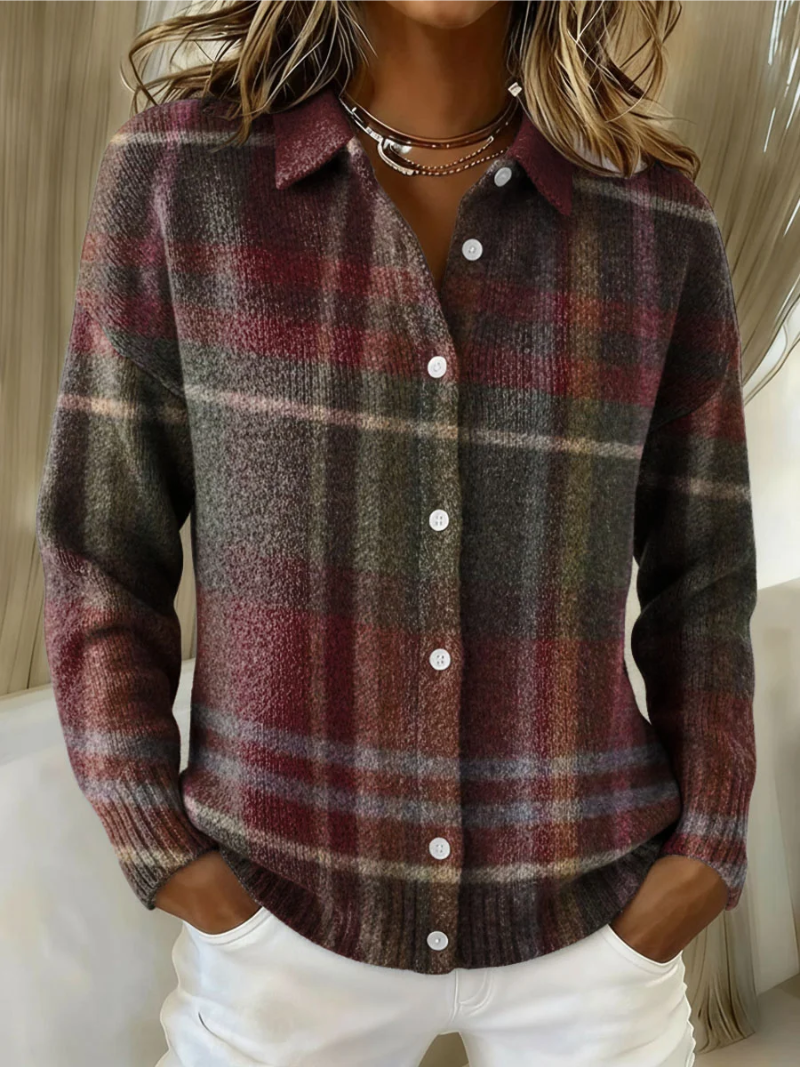 EMELYN™ - CHECKED HOODIE BLOUSE