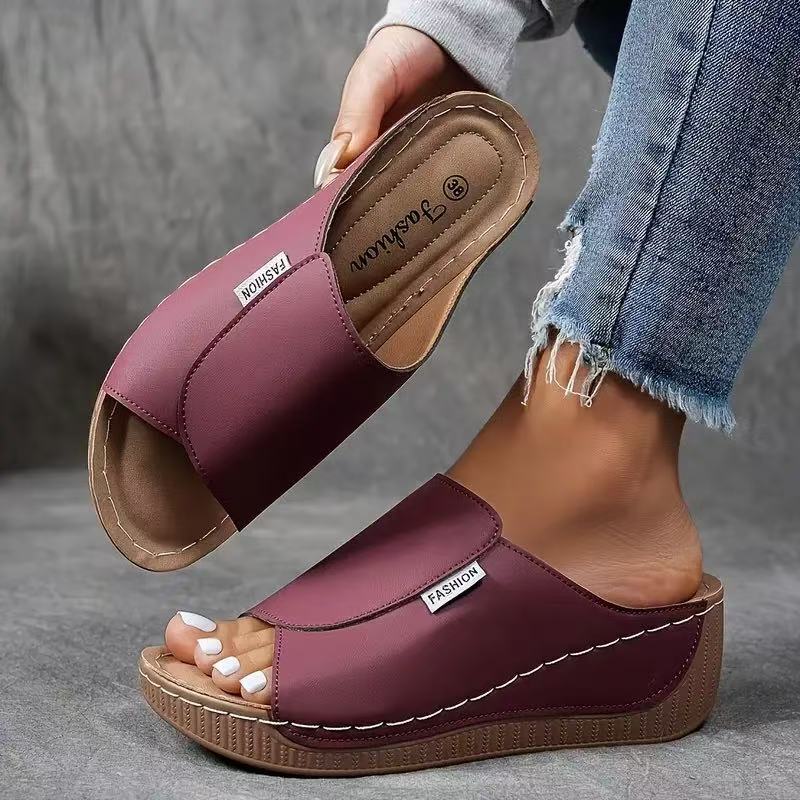 Slip-On Wedge Sandals with Open Toe for Women