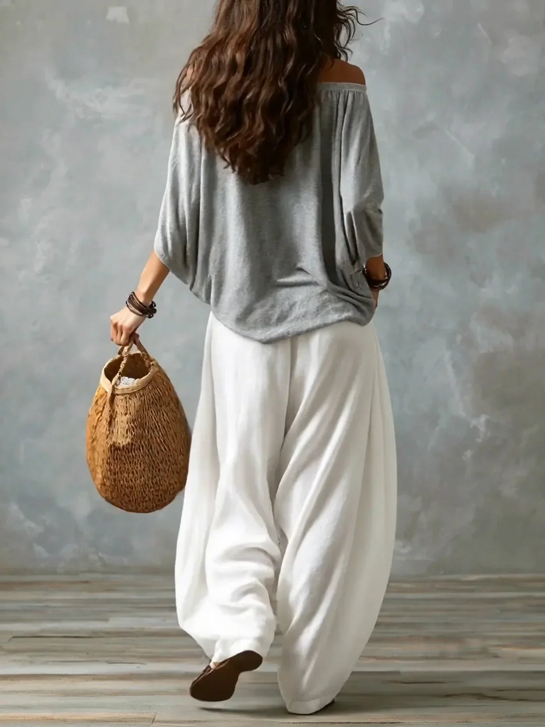 Off-Shoulder Top &amp; Lantern Trousers Set