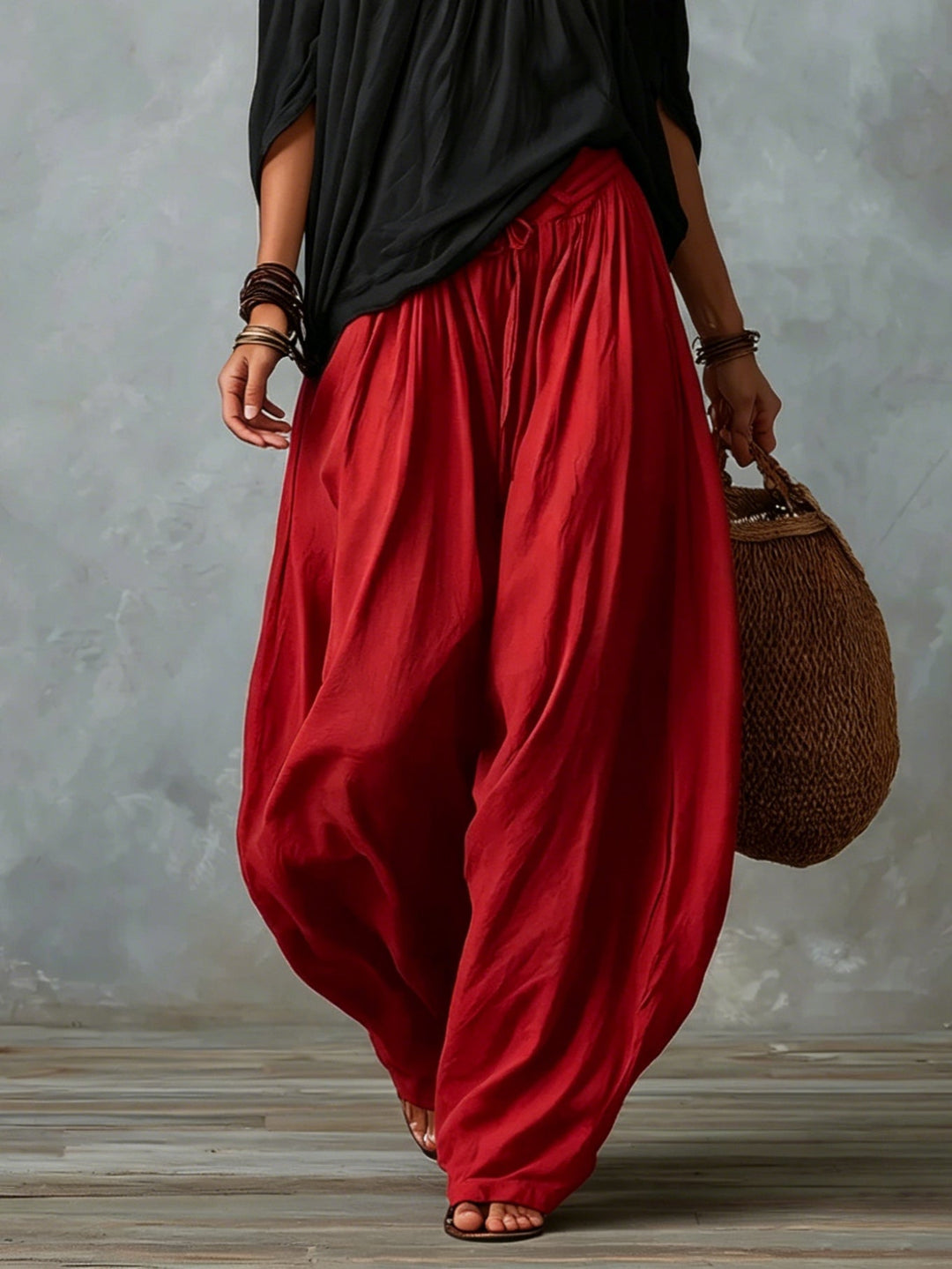 Off-Shoulder Top &amp; Lantern Trousers Set