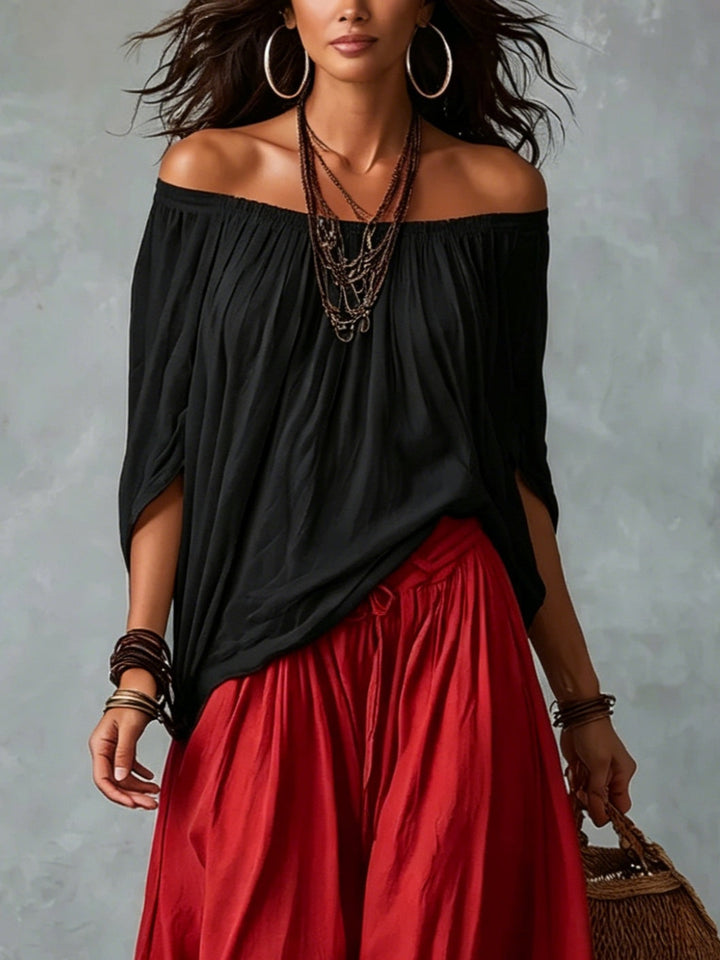 Off-Shoulder Top &amp; Lantern Trousers Set