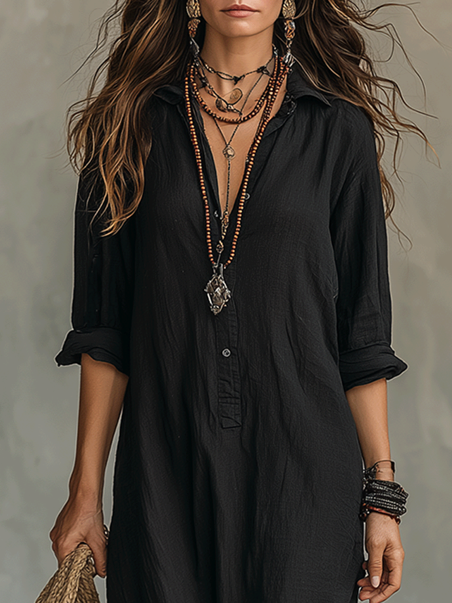 Timeless Button Maxi Dress – Elegant, Lightweight &amp; Easy Fit