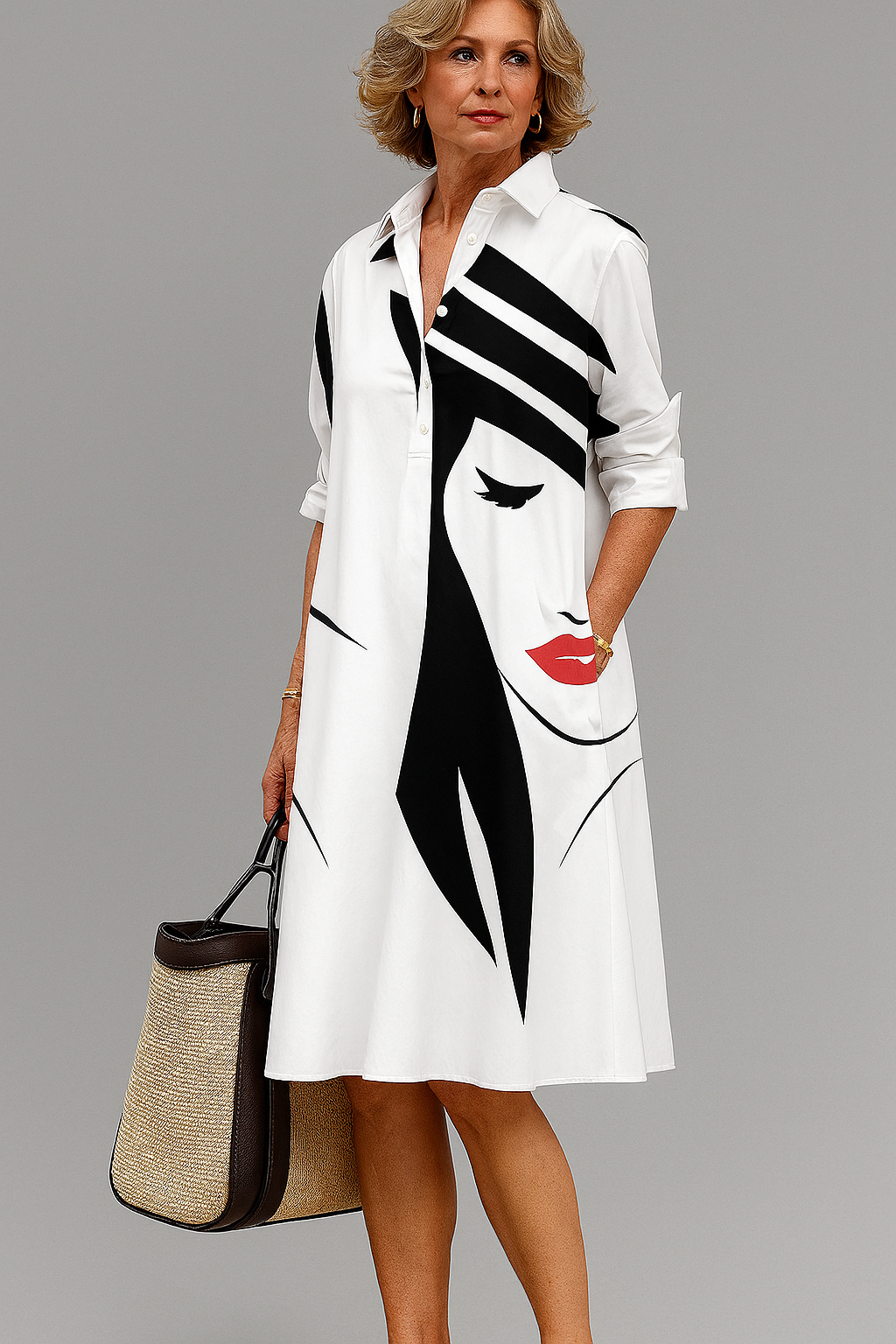 Yvette - Chic Cotton Midi Dress