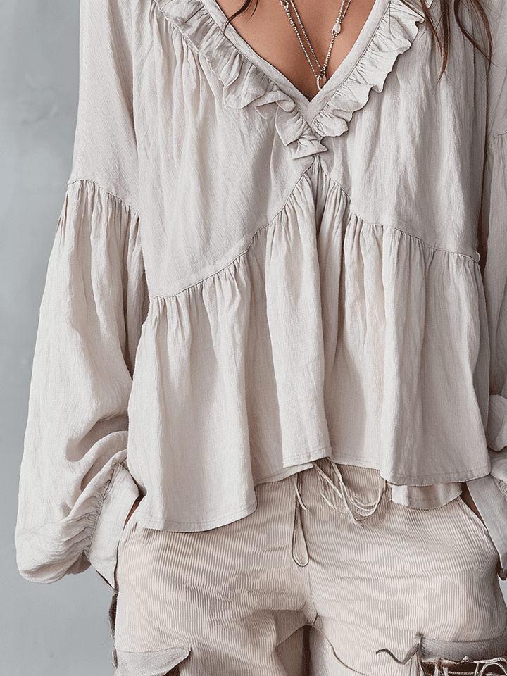 Airy Vintage-Inspired Ruffle Bohemian Blouse