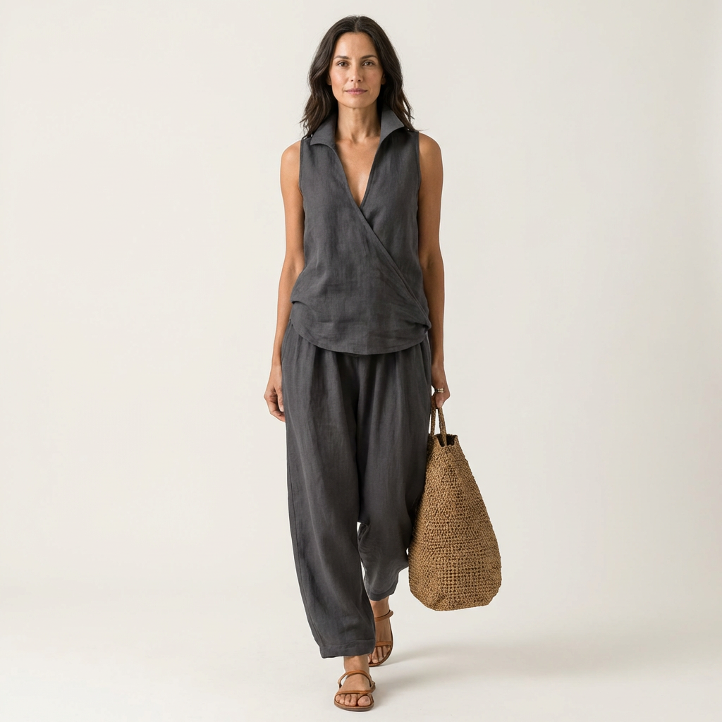 Twiila | Wrap-Top &amp; Wide-Leg Set