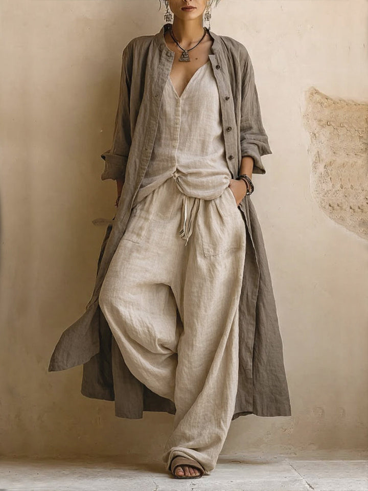 Boho Linen Blend 3-Piece Co-Ord Set