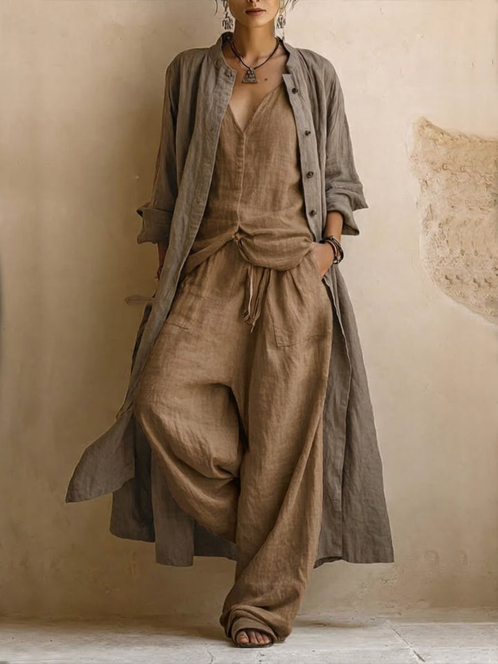 Boho Linen Blend 3-Piece Co-Ord Set